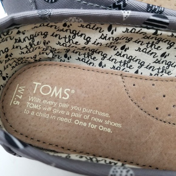 Toms Womens 7.5 Singing In The Rain Shoes Canvas Slip On Walking Gray - Picture 7 of 9